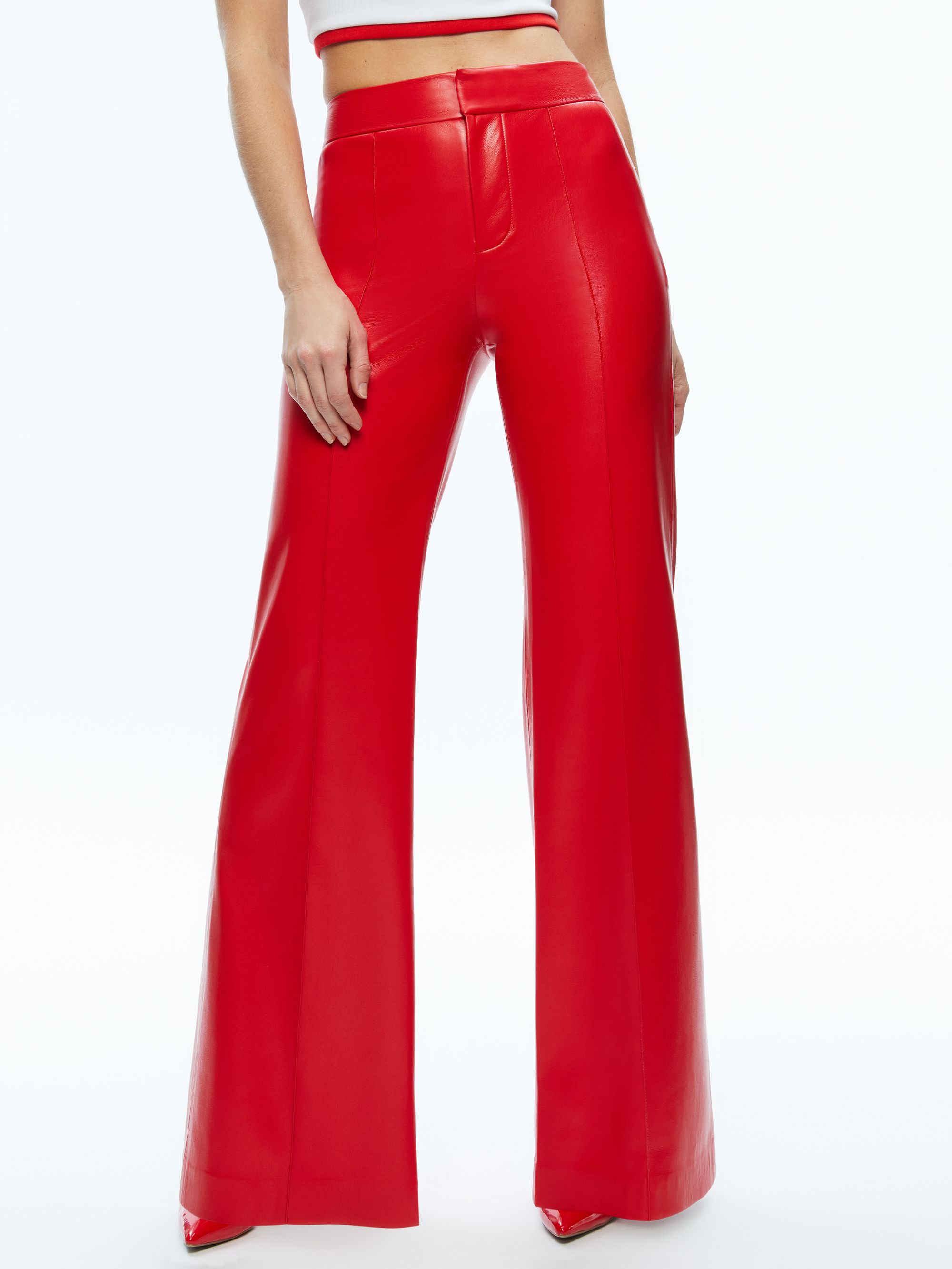DYLAN HIGH WAISTED VEGAN LEATHER WIDE LEG PANT | Alice + Olivia