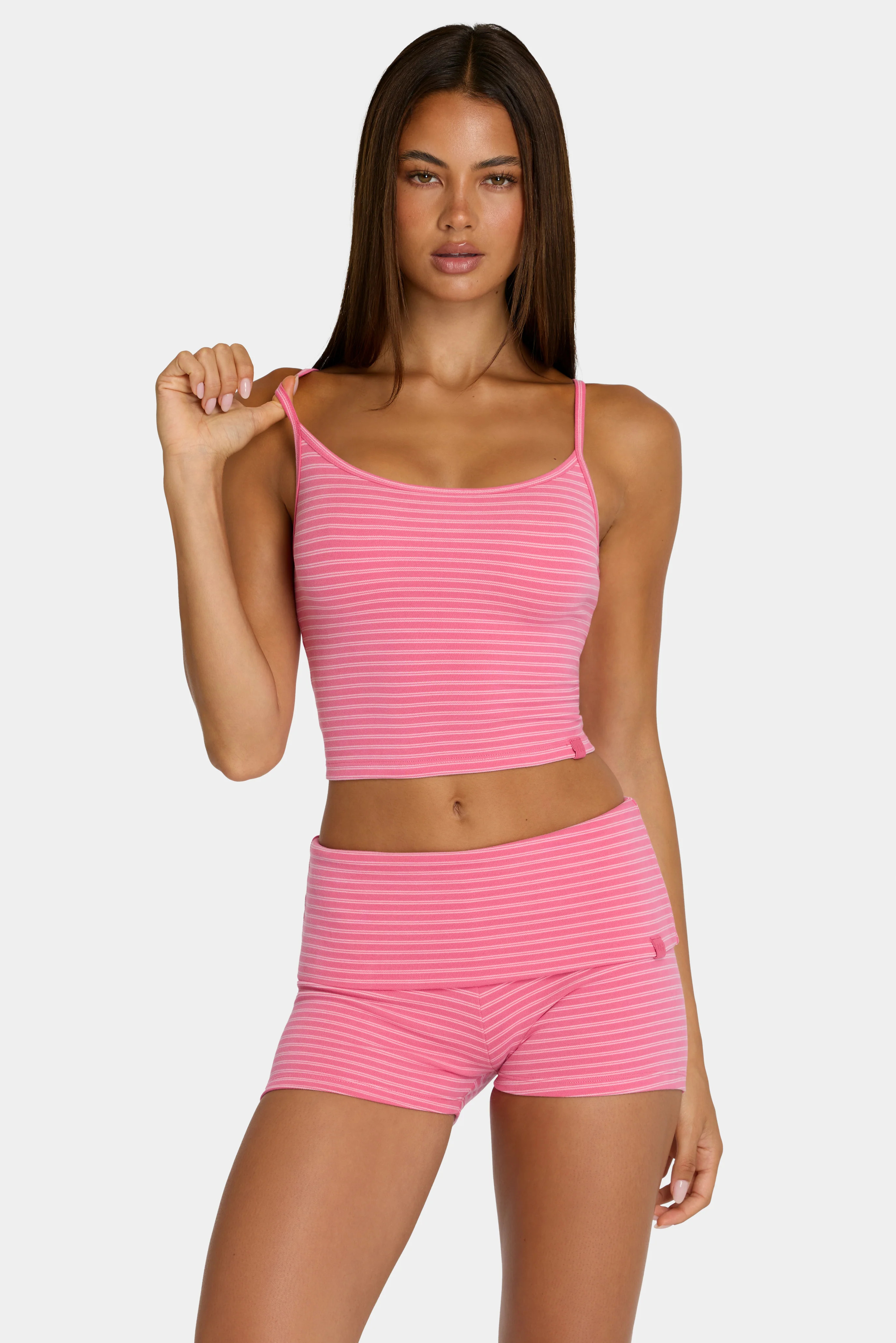 Brushed Jersey Tank Top in Pink Stripe | Bo+Tee