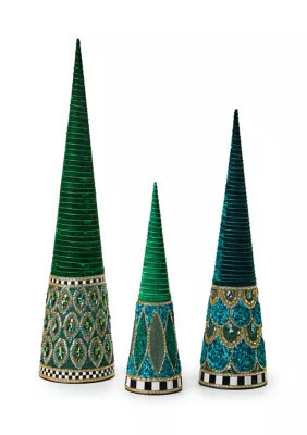 MacKenzie-Childs Emerald Luxe Beaded Cone Tree Set | Belk