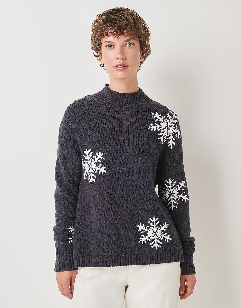 Snowflake Funnel Neck Jumper with Organic Cotton | The White Company UK & ROW