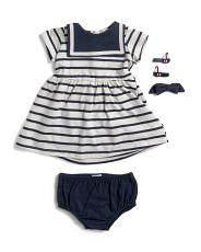 Newborn Girls Sailor Dress With Hairclips | TJ Maxx