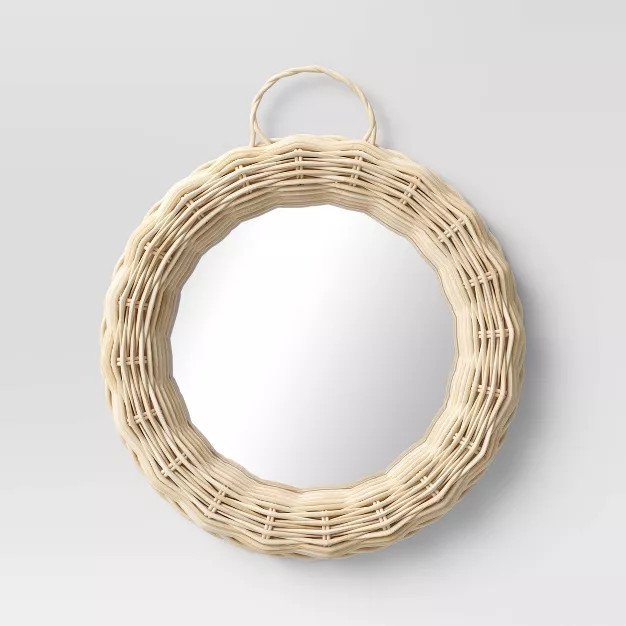 Mini Wicker Decorative Wall Mirror Brown - Threshold™ | Target