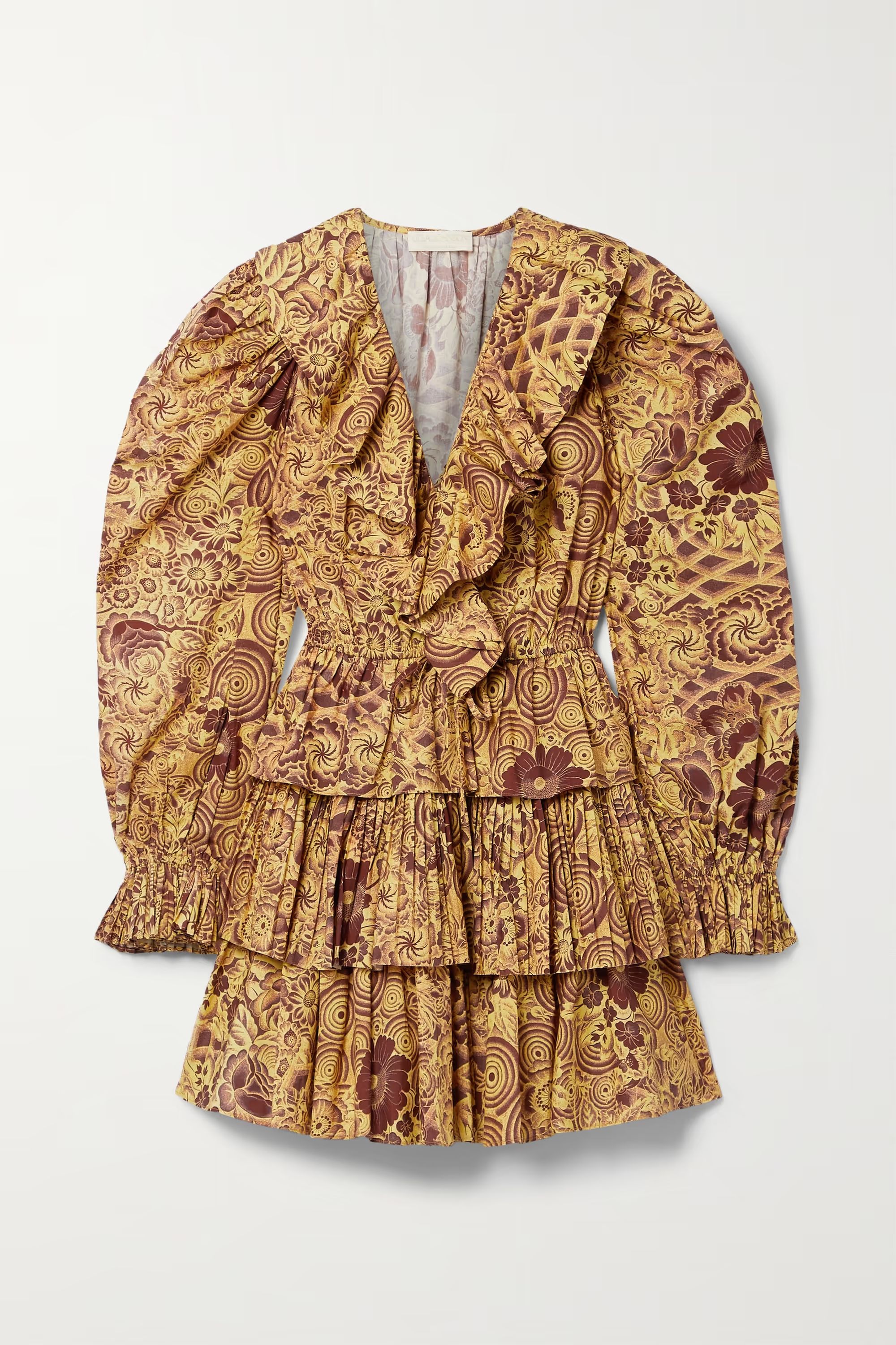 Yellow Lola tiered ruffled printed cotton-poplin mini dress | ULLA JOHNSON | NET-A-PORTER | NET-A-PORTER (US)