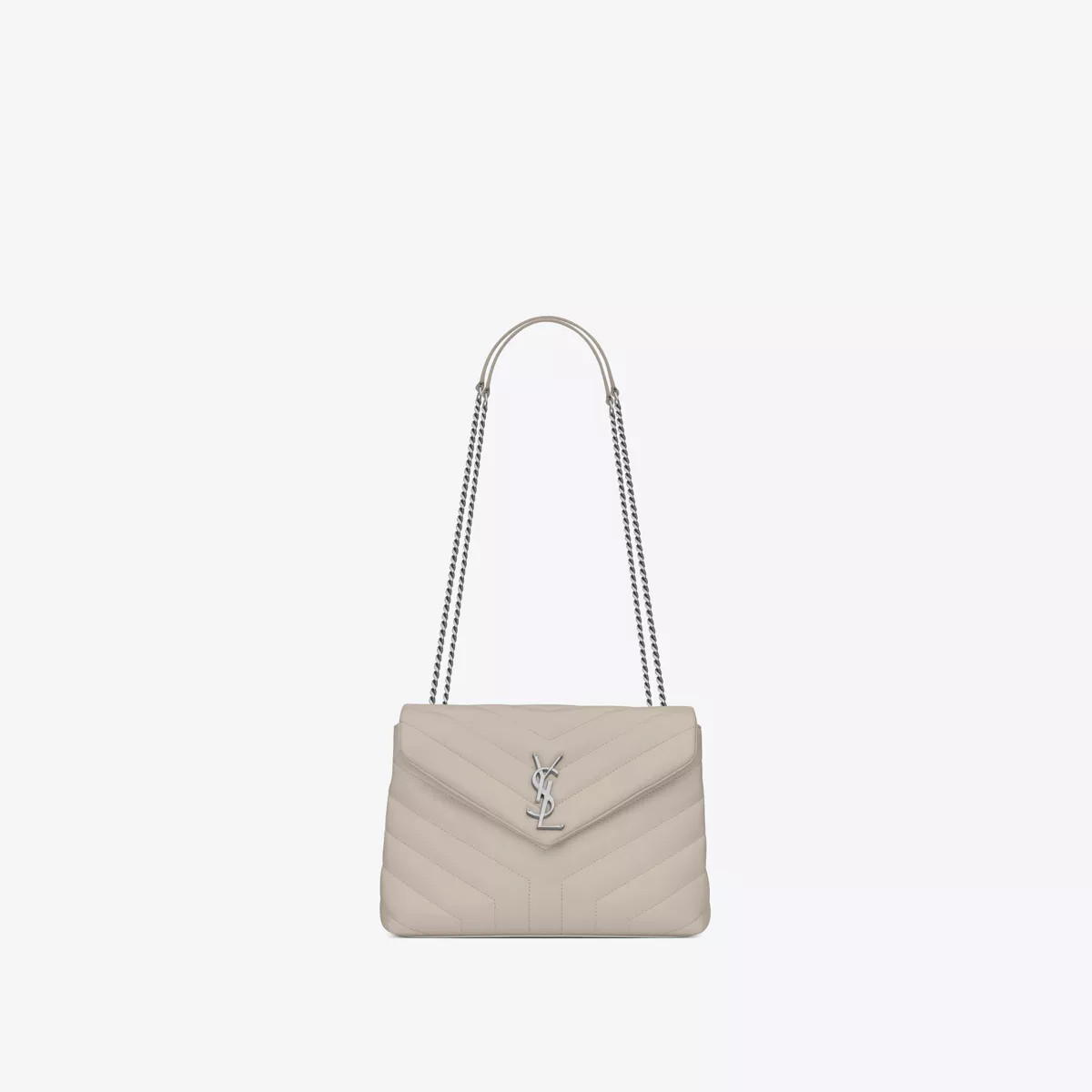 Loulou Small Chain Bag In Matelassé "Y" Leather White One Size | Saint Laurent Inc. (Global)