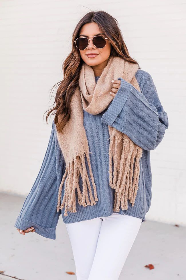 Perfect Snow Day Beige Fuzzy Scarf DOORBUSTER | The Pink Lily Boutique