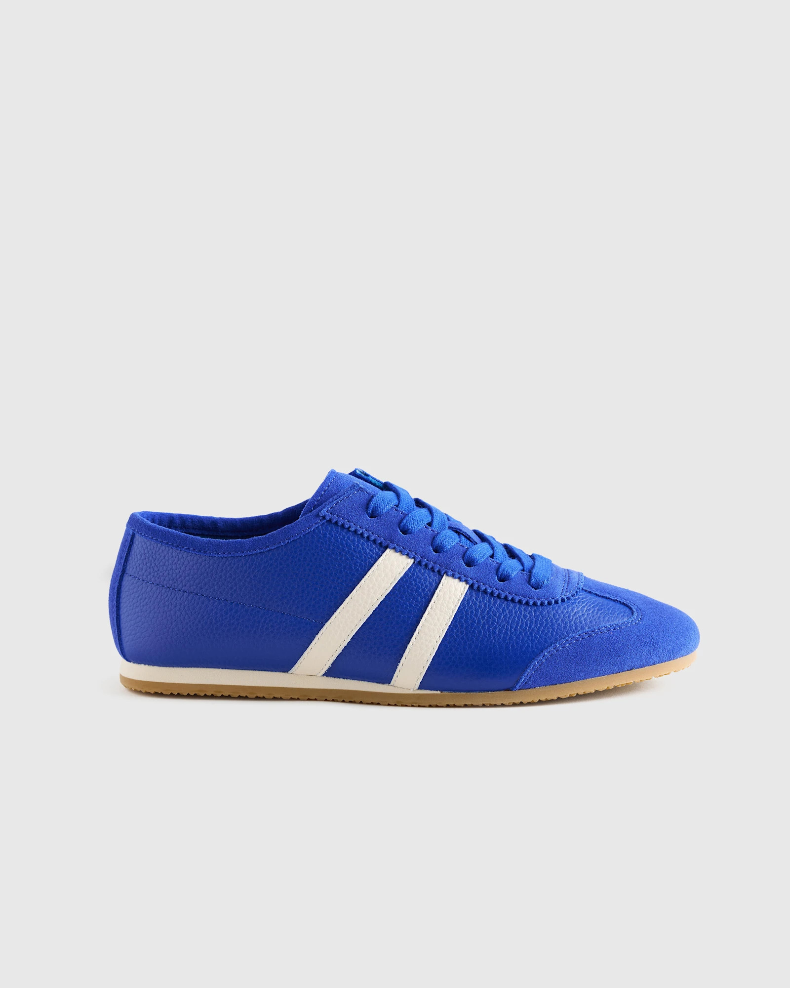 Italian Leather & Suede Low Profile Sneaker in Electric Blue | Quince