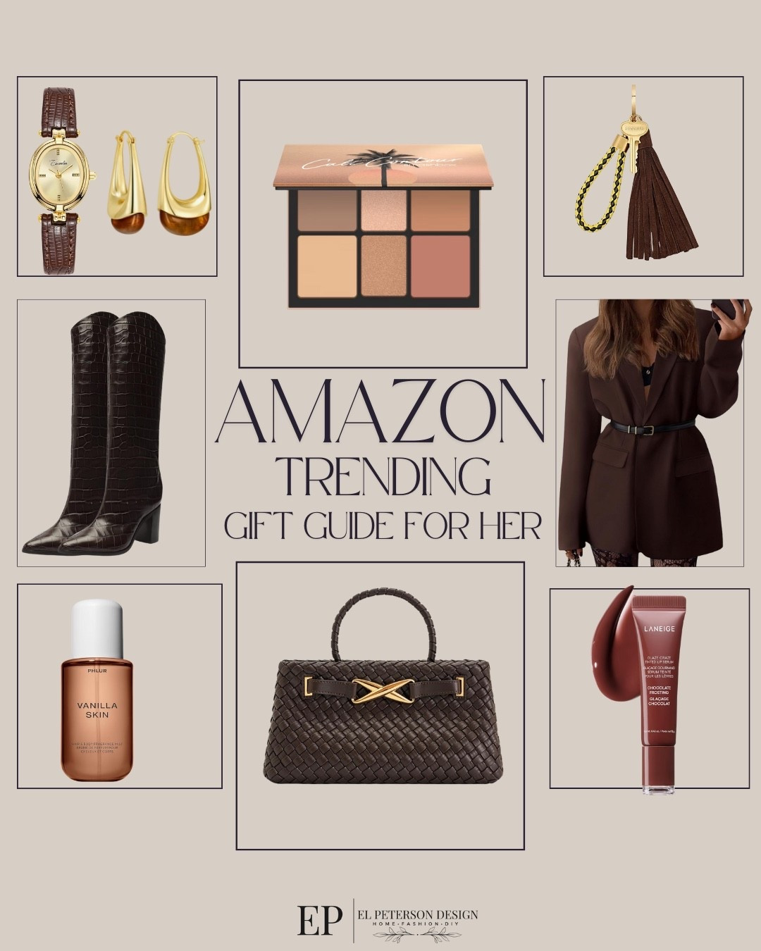 Amazon
Gift guide for her
Eyeshadow 
Jacket
Purse
Watch
Earrings
Key chain
Knee high boots
Lip serum 
Body fragrance 


#LTKFindsUnder50 #LTKGiftGuide