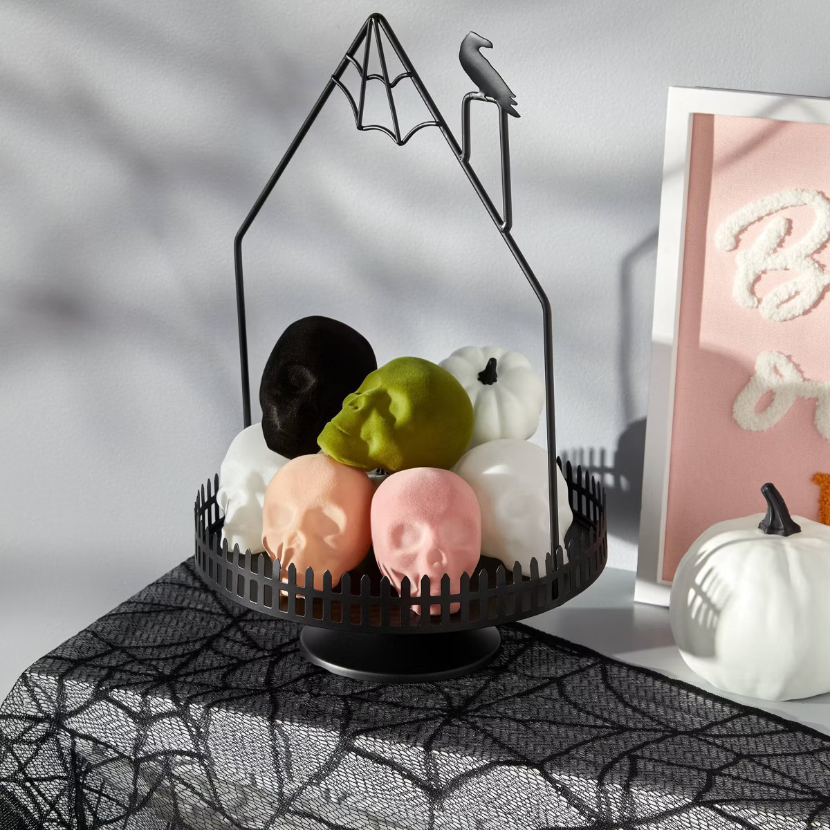 3pk Bootiful Flocked Skulls Halloween Decorative Sculpture Set - Hyde & EEK! Boutique™ | Target