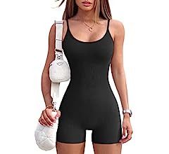 OQQ Women's Yoga Rompers One Piece Ribbed Spaghetti Strap Exercise Romper | Amazon (US)