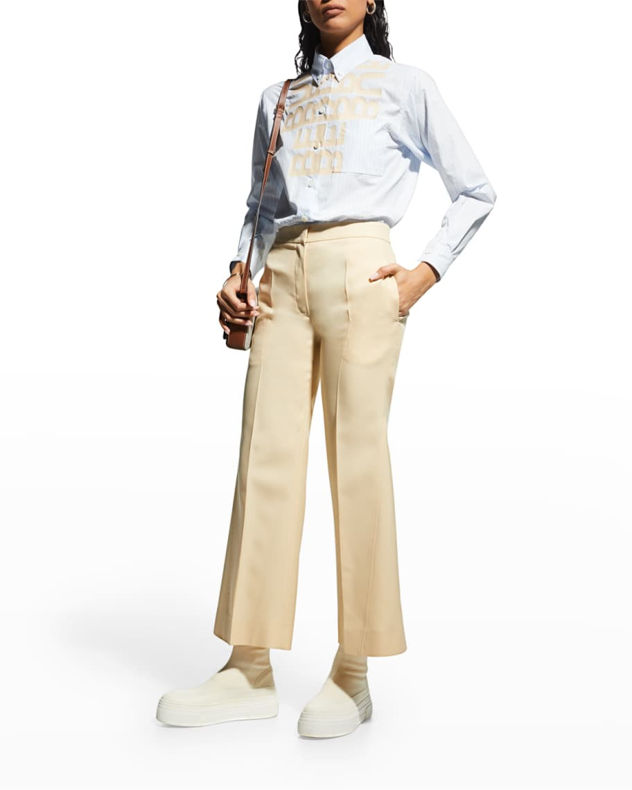 Burberry Ivanna Typographic Stripe Collared Shirt | Neiman Marcus