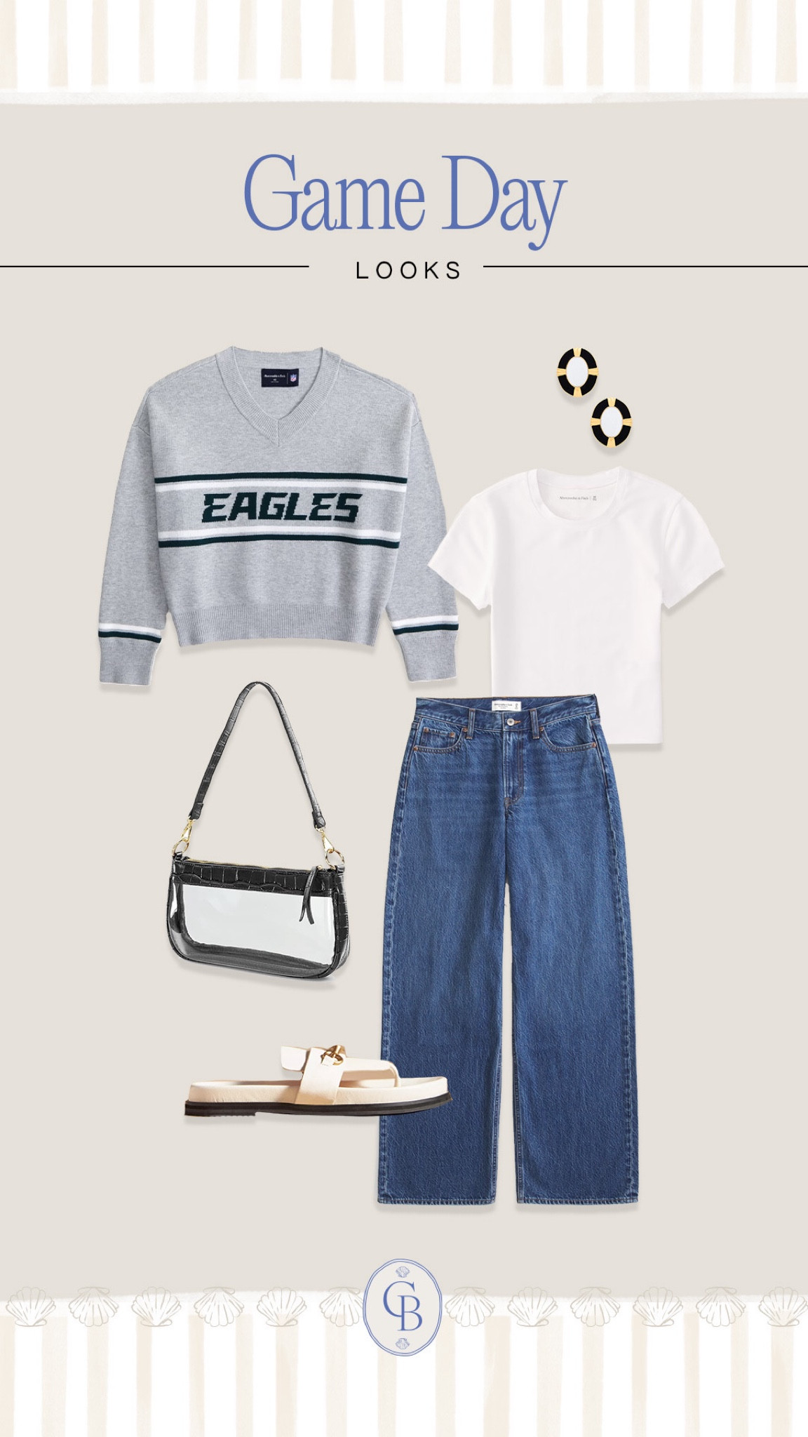 The perfect Eagles fan’s game day stadium fit! I love this sweater from Abercrombie. Paired with your favorite jeans, comfy slides, and a clear bag, you will be looking cozy and chic for Sunday football. 

#LTKFallSale #LTKStyleTip #LTKSeasonal