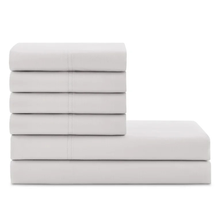 Hotel Style 6-Piece 1000 Thread Count Platinum Silver U.S. Grown Cotton Luxury Bed Sheet Set, Que... | Walmart (US)
