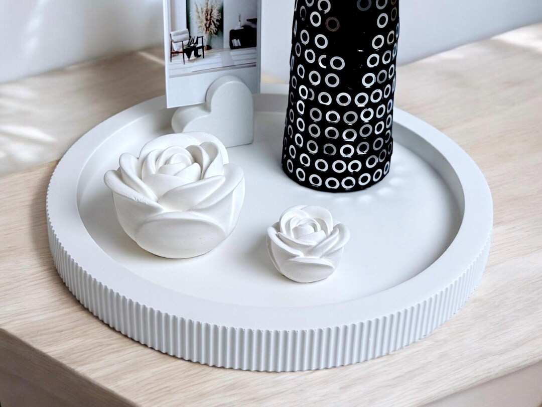 Ribbed Decorative Tray Stone Shelf Decor Homeware Display Tray Accessories Jesmonite Handmade Neu... | Etsy (US)