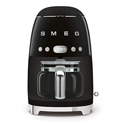 Smeg 50's Retro Style Aesthetic Drip Coffee Machine with 10 Cup Glass Carafe, Auto Start Feature, Keep Warm Plate, and Two Coffee Strength Settings (Black) | Amazon (US)