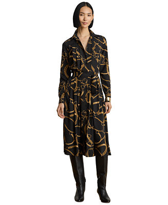 Women's Belting Print Pleated Shirt Dress | Macy's
