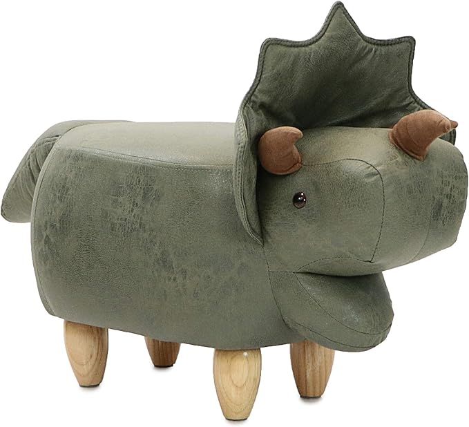 CRITTER SITTERS Green Triceratops 14" Seat Height Animal Dinosaur-Faux Leather Look-Durable Legs-Fur | Amazon (US)
