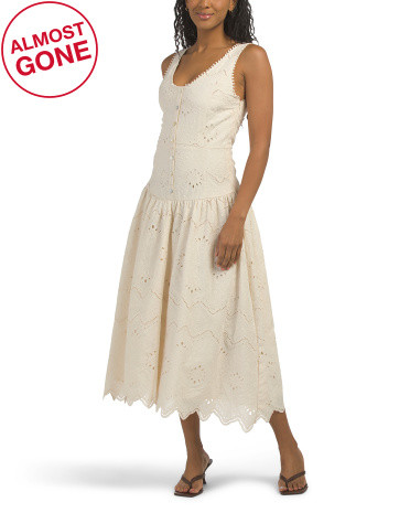 Eyelet Button Front Midi Dress | TJ Maxx