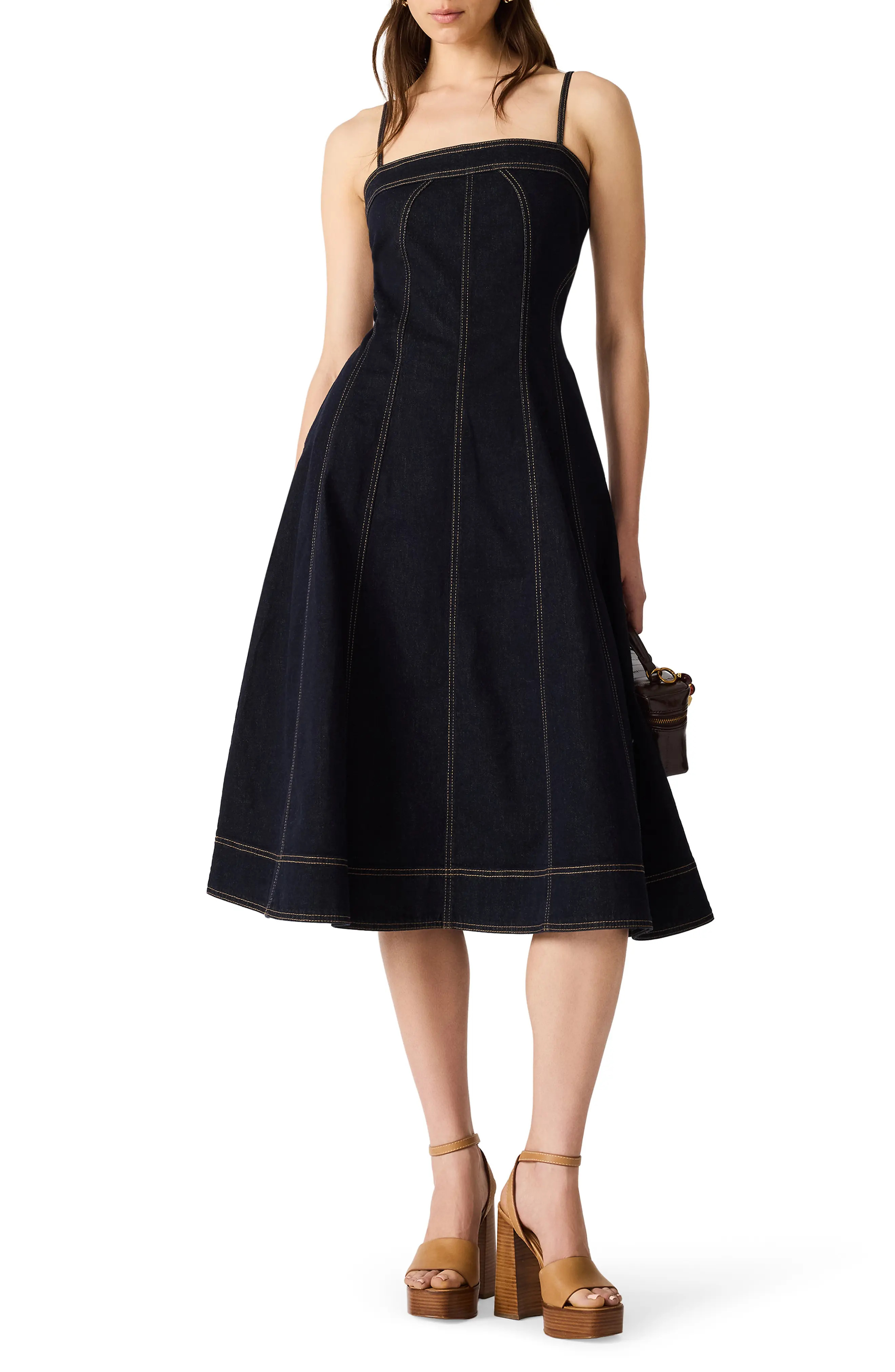 Steve Madden Capri Stretch Cotton Denim Midi Dress (Women) | Nordstrom | Nordstrom
