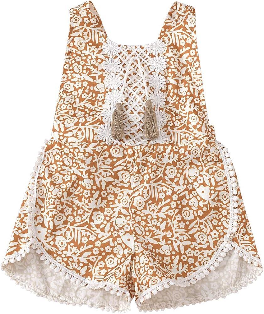 Infant Girls Romper Baby Girls Backless Jumpsuits Tassels Balls Braided Fringe Onesie Shorts Todd... | Amazon (US)
