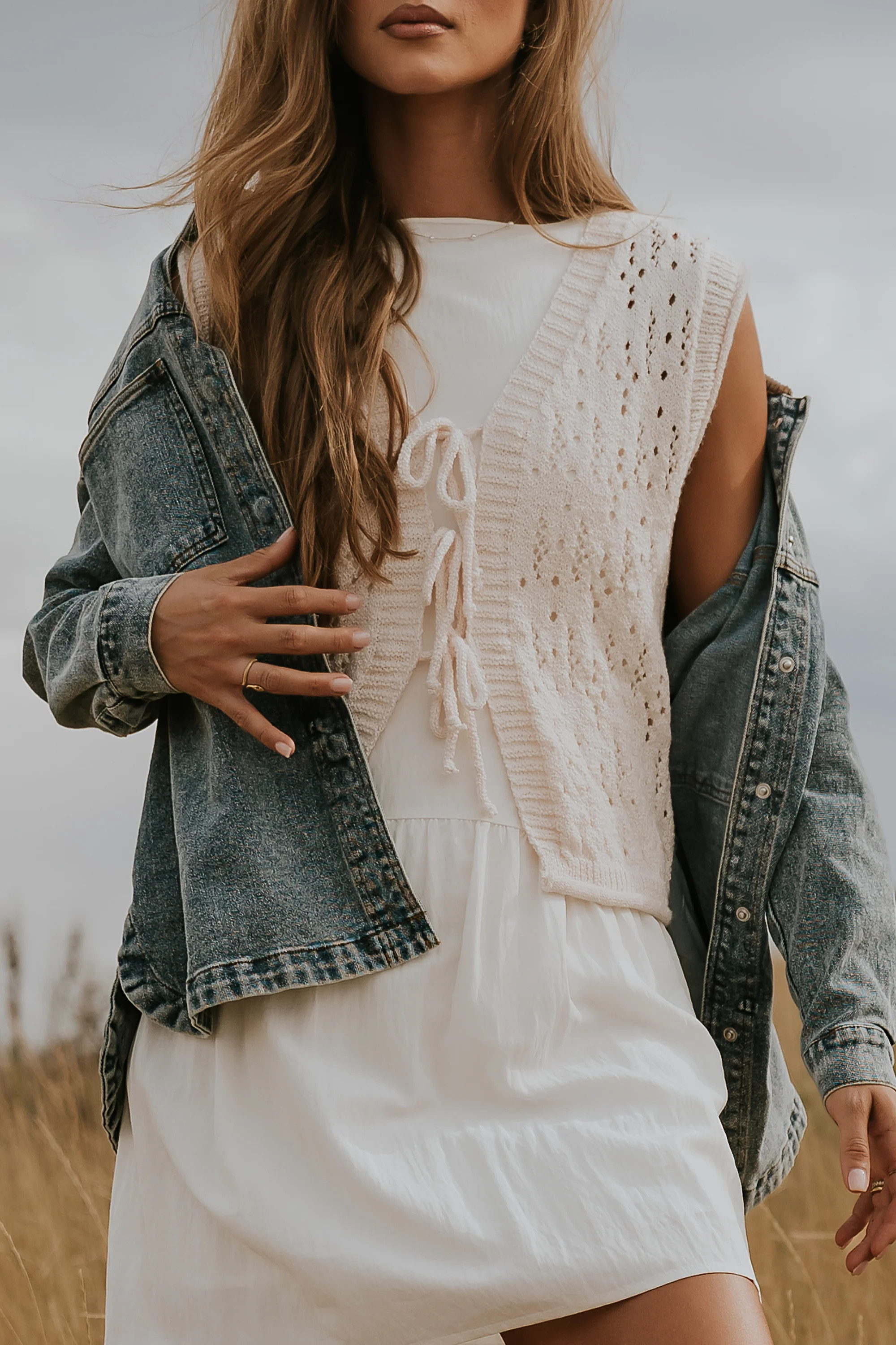 Joana Knit Vest in Ivory | Böhme US