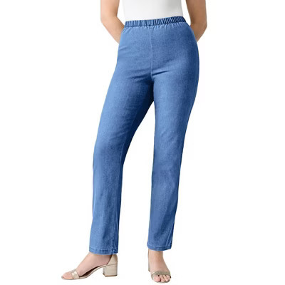 Roaman's Plus Size Comfort Stretch Straight Leg Jean - 20 W, Light Stonewash Sanded | Target