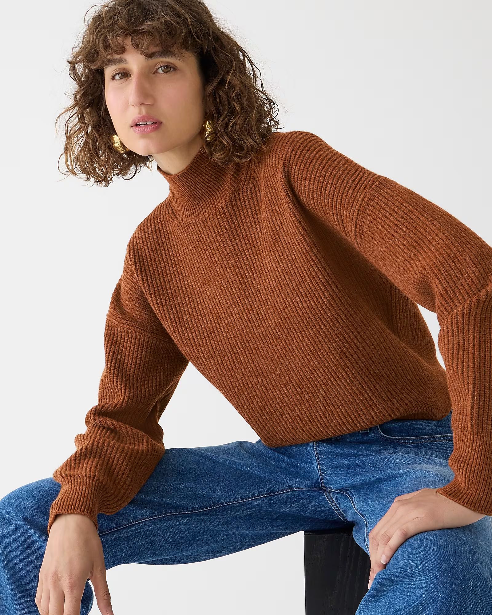 Ribbed turtleneck sweater in stretch yarn | J.Crew US