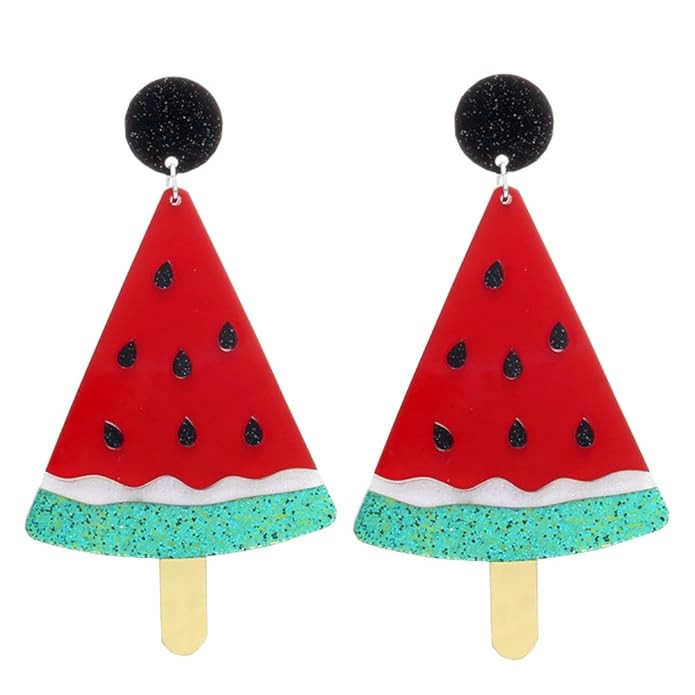 Summer Watermelon Dangle Earrings for Women - Green Fruit Earrings for Girls, Gift Idea Birthday,... | Amazon (US)