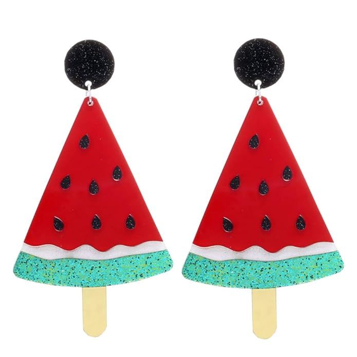 Summer Watermelon Dangle Earrings for Women - Green Fruit Earrings for Girls, Gift Idea Birthday,... | Amazon (US)