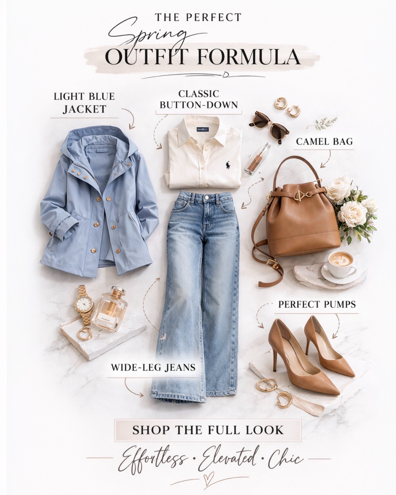The perfect spring outfit formula 🌸

A light blue jacket layered over a classic button-down with flattering wide-leg jeans creates an effortless everyday look. Add a camel bag, neutral pumps, and simple accessories for a polished style that works from coffee runs to casual meetings.

Easy, elevated pieces you’ll wear on repeat this season.



#LTKSpringSale #LTKmomlife #LTKootd