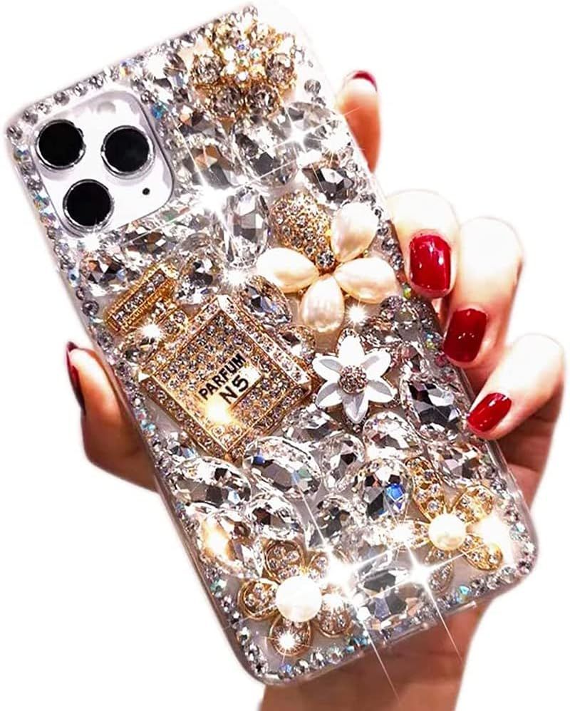 iPhone 12 /iPhone 12 Pro Bling Glitter Case,Luxury Bling Diamond Rhinestone Gemstone 3D Perfume B... | Amazon (US)