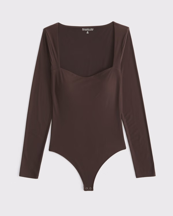 Soft Matte Seamless Long-Sleeve Sweetheart Bodysuit | Abercrombie & Fitch (UK)