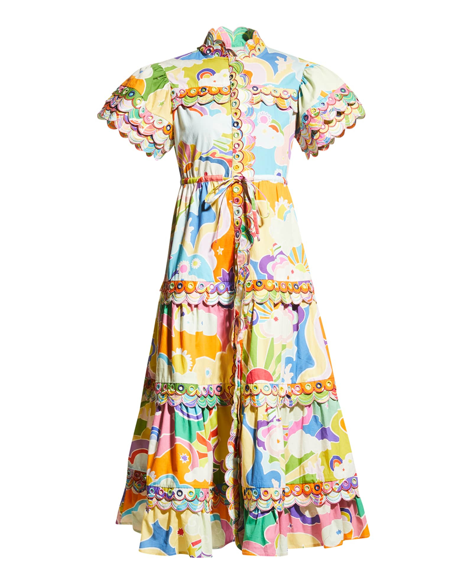 CELIAB Cordelia Multicolor Embroidered Midi Dress | Neiman Marcus