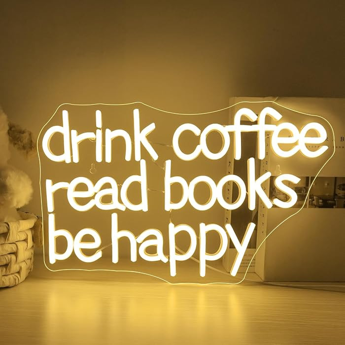 Drink Coffee Read Books Be Happy Neon Sign Warm White Read Books Led Neon Light for Wall Decor Di... | Amazon (US)