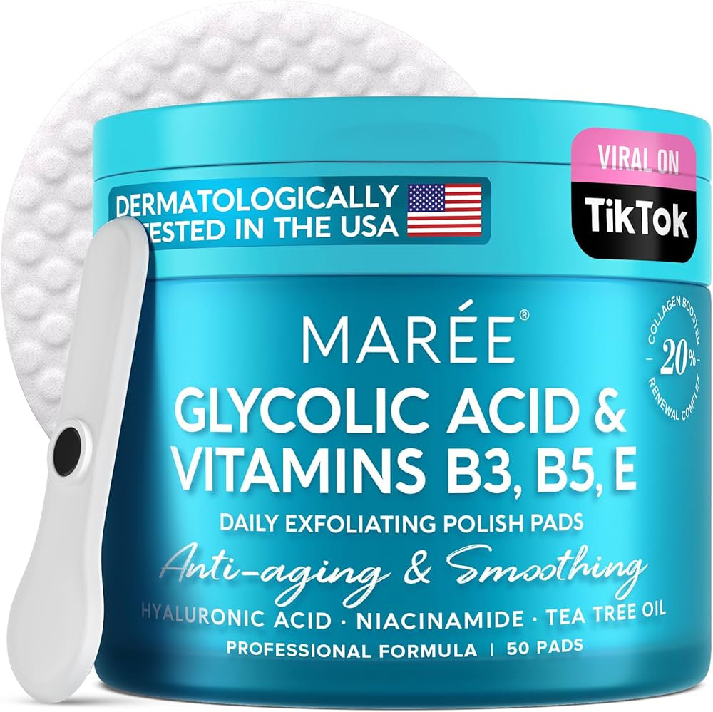 MAREE Glycolic Acid Pads - Toner Pads for Face Cleansing With Tea Tree Oil - Exfoliating Pads wit... | Amazon (US)