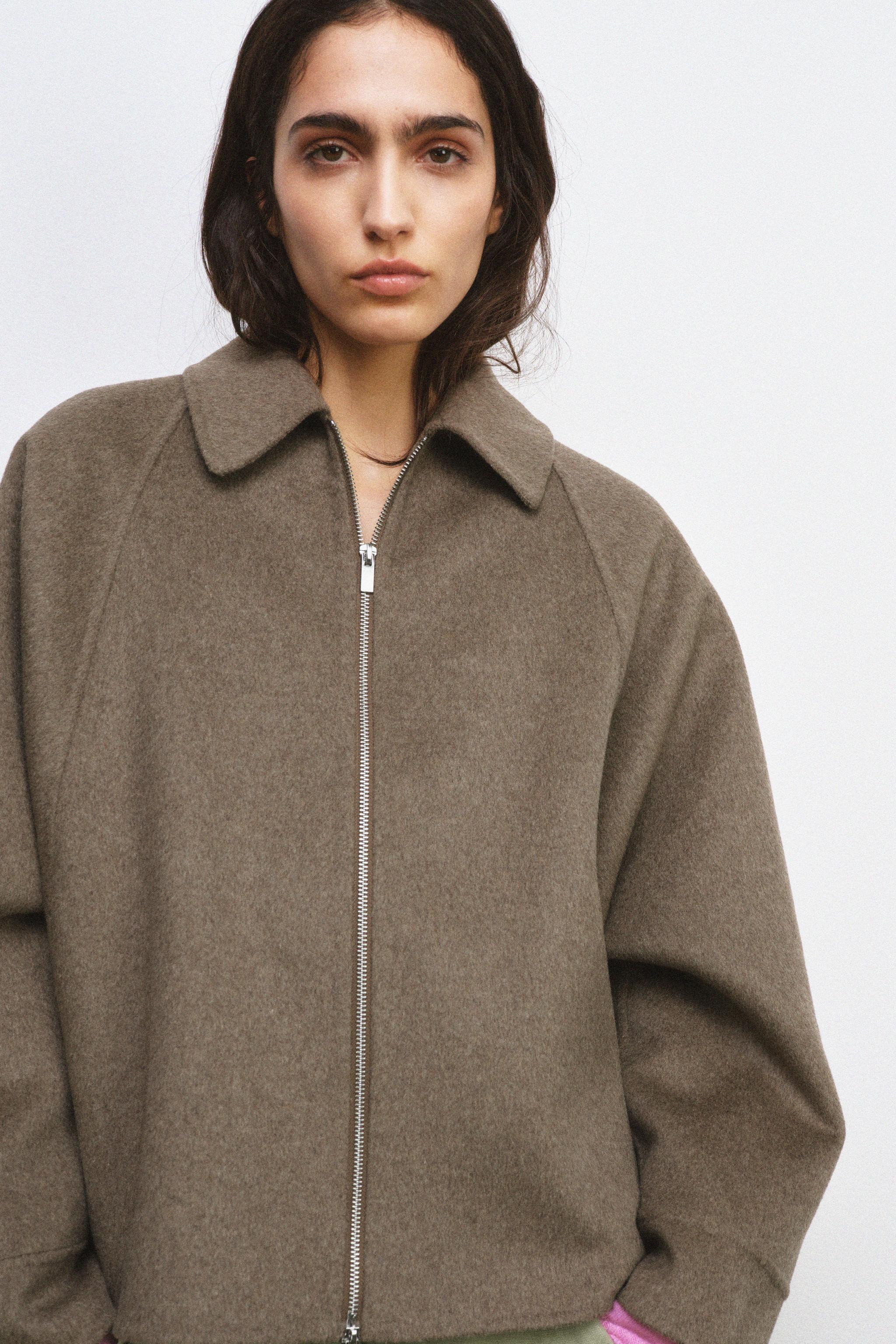 WOOL BLEND JACKET WITH ZIP ZW COLLECTION | Zara UK