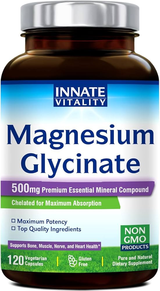 Magnesium Glycinate 500mg per Caps, 120 Veggie Caps, Chelated for Maximum Absorption, Non-GMO, NO... | Amazon (US)