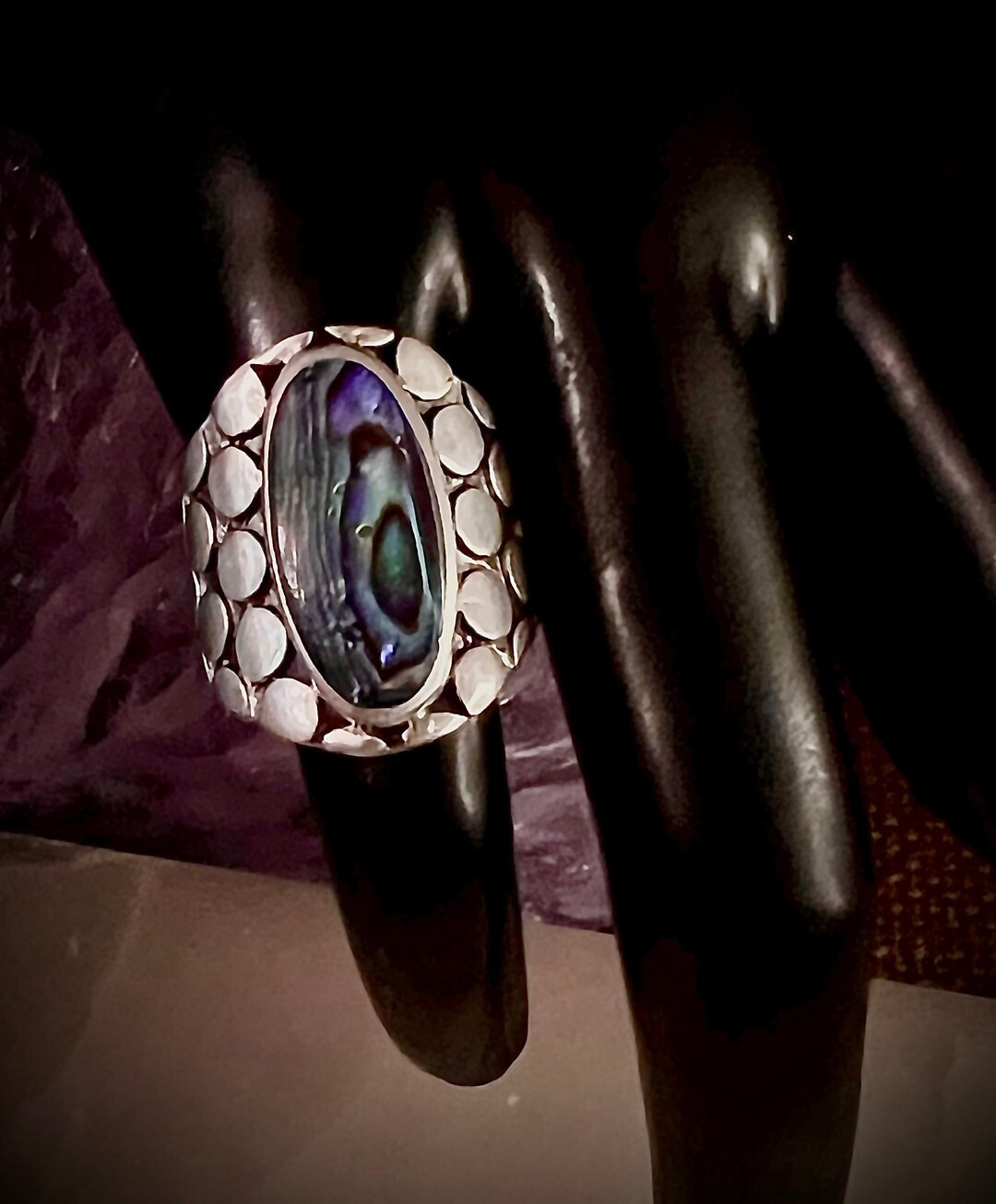 Antique Abalone Sterling Silver Ring - Etsy | Etsy (US)