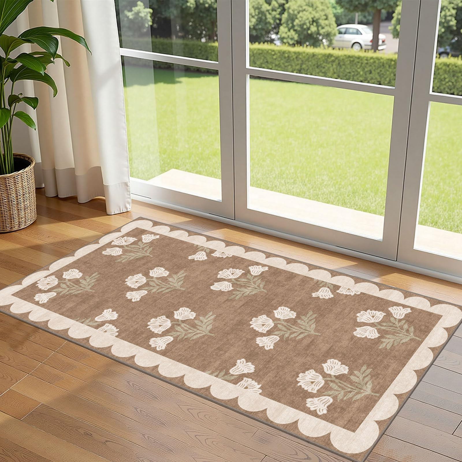 Front Door Mat Indoor Entrance - 2x4.3 Ft Floral Washable Layered Doormat Outdoor Entrance Porch ... | Amazon (US)