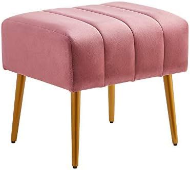 Ball & Cast Upholstered Velvet Ottoman,Footrest 18" W x 15.75" D x 17.5" H Rose,Golden Powder Coa... | Amazon (CA)