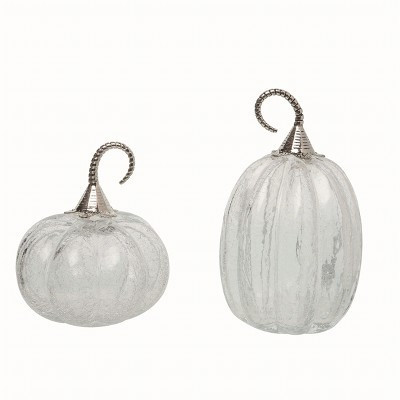 Transpac Glass 9 in Off-White Autumn Curled Vine Pumpkins Set of 2 Fall Harvest Decorative Objects | Target