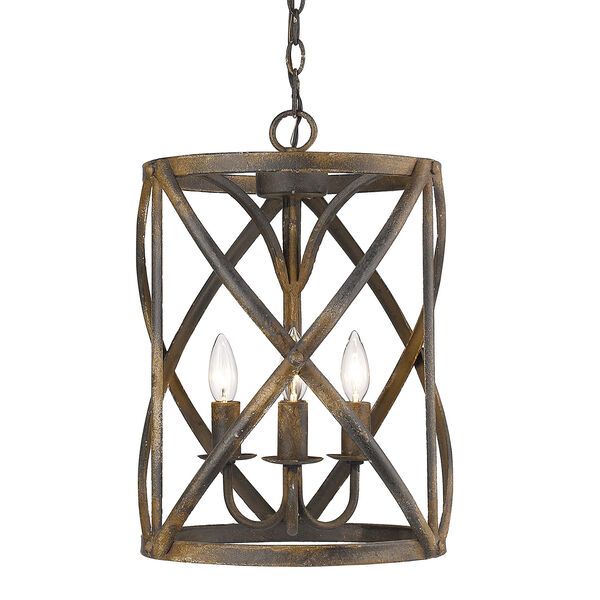 Alcott Antique Black Iron Three-Light Pendant | Bellacor