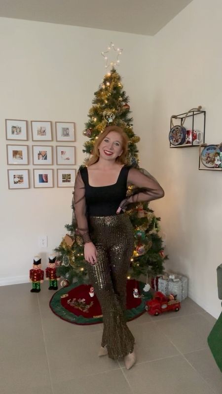 Amazon holiday outfit inspiration. Perfect New Year’s Eve outfit. Sequin pants and bodysuit. Wearing a size small in both 

#LTKHoliday #LTKSeasonal #LTKfindsunder50