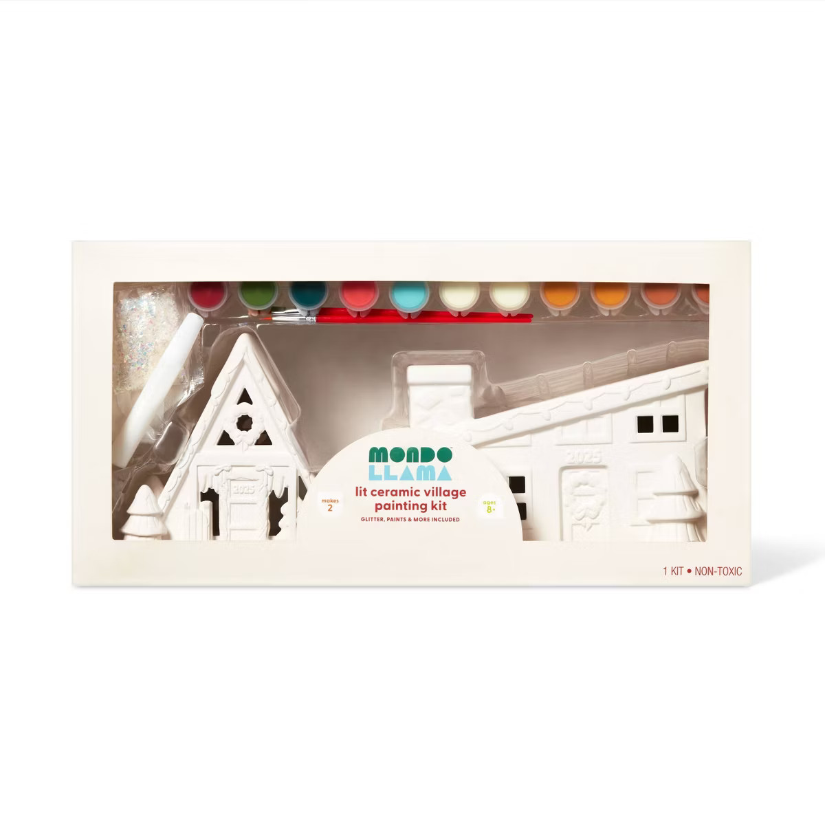 2ct Ceramic Christmas Village Painting Kit - Mondo Llama™ | Target