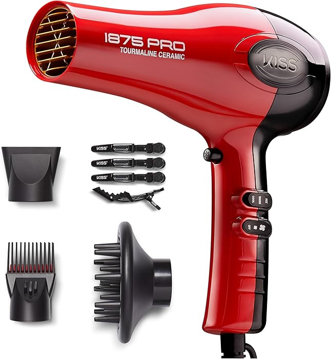 KISS 1875 Watt Pro Tourmaline Ceramic Hair Dryer, Styling Edition, 3 Heat Settings, 2 Speed Setti... | Amazon (US)