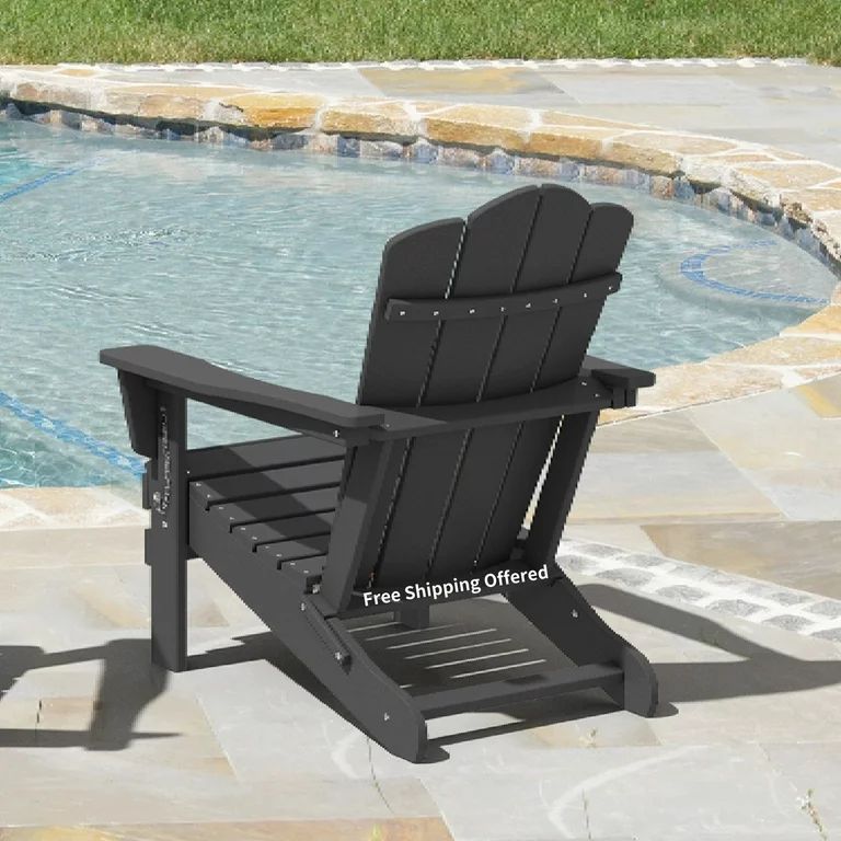 Plastic Adirondack Chair, Folding Outdoor Patio Furniture Chair, Gray | Walmart (US)