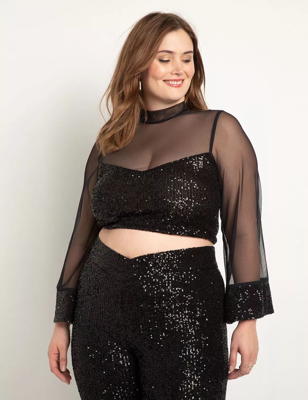 Sequin Mesh Crop Top | Eloquii