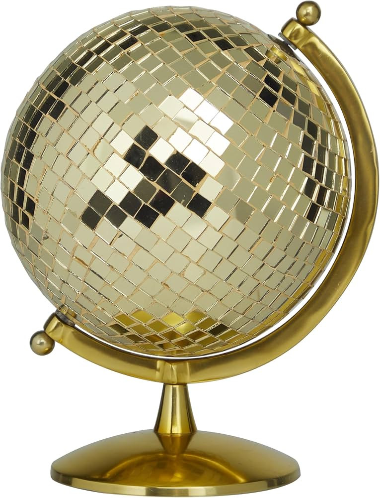 The Novogratz Stainless Steel Disco Ball Style Globe, 9" x 8" x 12", Gold | Amazon (US)