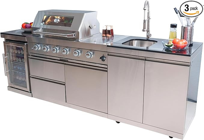 104 Inches 4-Burner 72000 BTU Deluxe Stainless Steel Gas Outdoor Kitchen Bar Barbecue Island Gril... | Amazon (US)