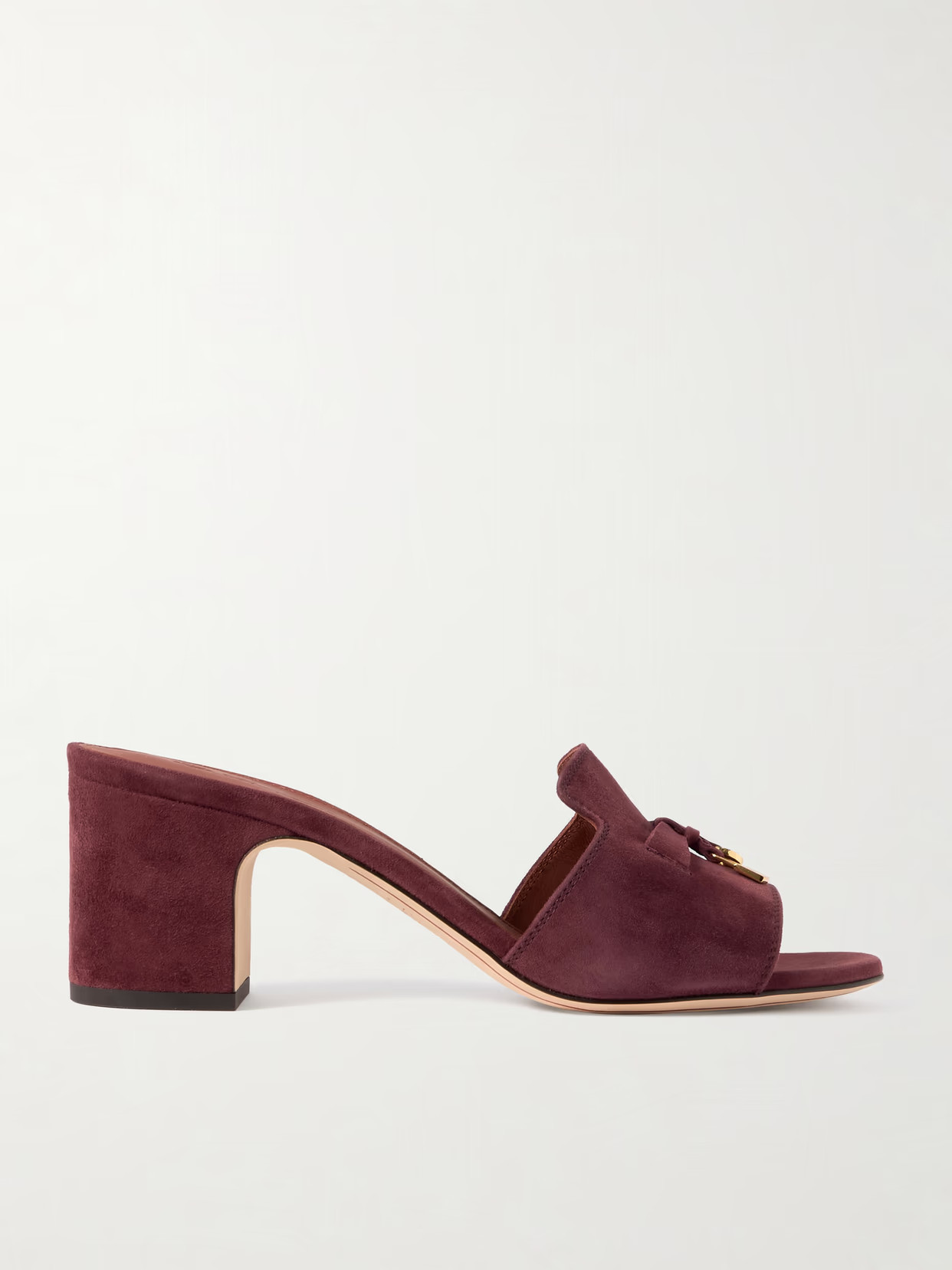 Loro Piana - Summer Charms Embellished Suede Mules - Burgundy | NET-A-PORTER (US)