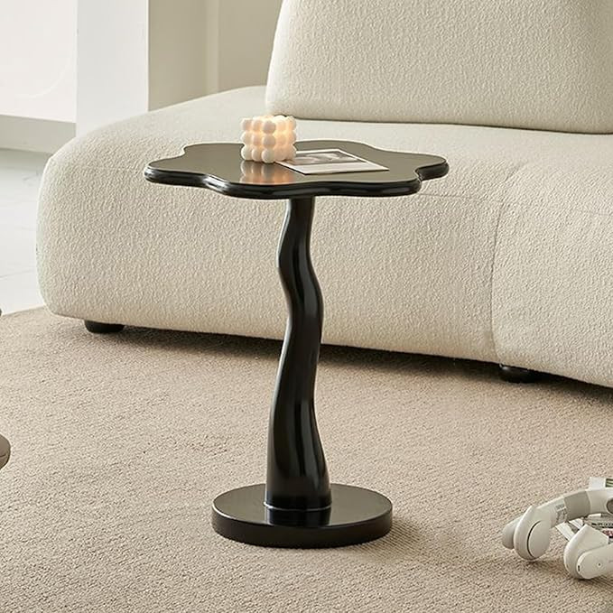 Flower Shape Wood Side Table,Elegant Small Sofa Coffee Table with Round Pedestal, Modern Simple S... | Amazon (US)